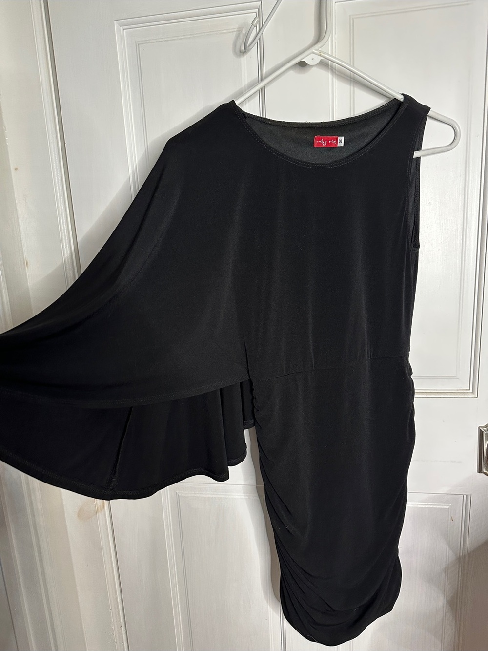 Ruby Rox Black One-Shoulder winged sleeve mini dress